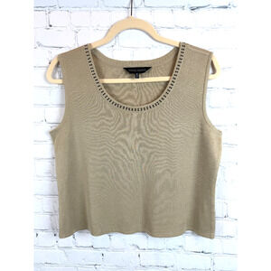MING WANG gray taupe sleeveless knit tank top pullover M
